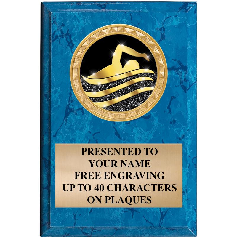 4" X 6" BLUE MBL INSERT PLQ