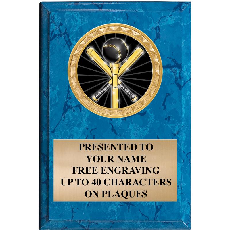 4" X 6" BLUE MBL INSERT PLQ