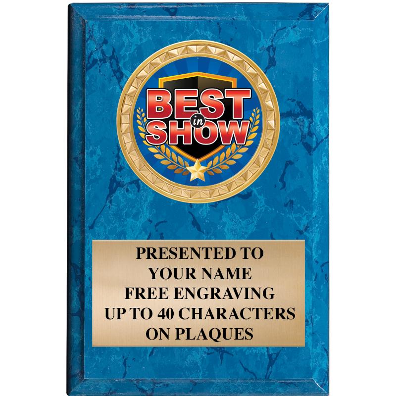 4" X 6" BLUE MBL INSERT PLQ