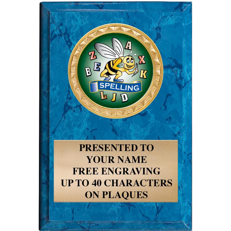 4" X 6" BLUE MBL INSERT PLQ