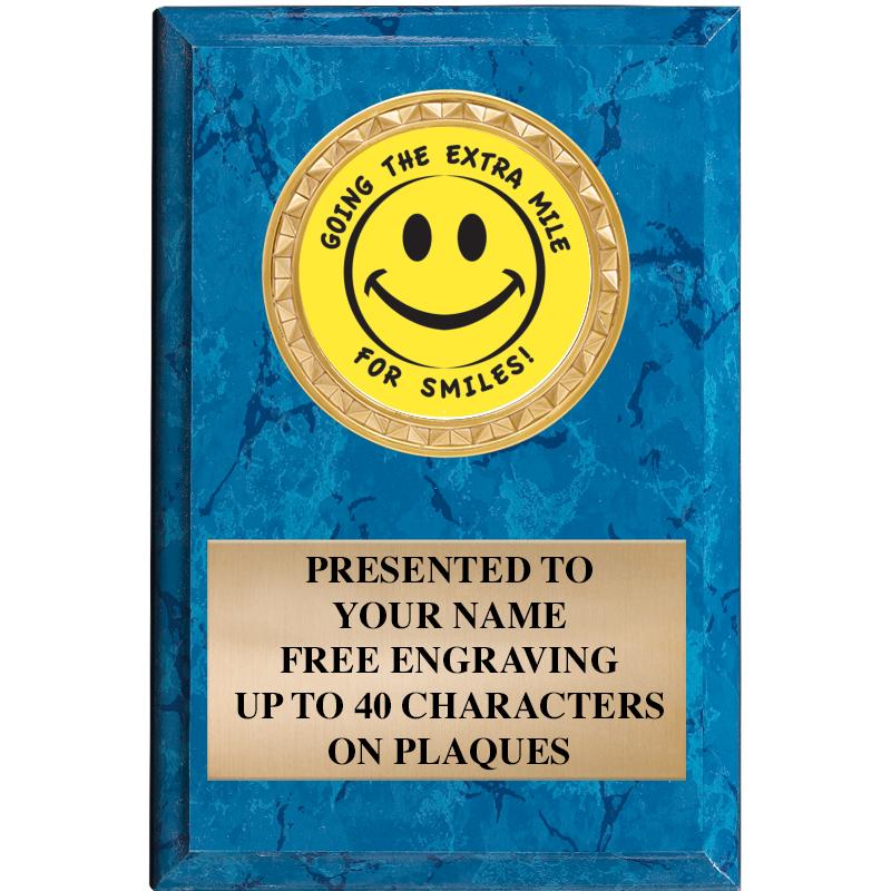 4" X 6" BLUE MBL INSERT PLQ