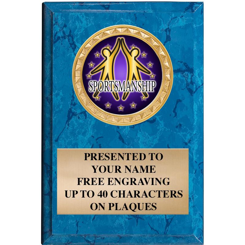 4" X 6" BLUE MBL INSERT PLQ