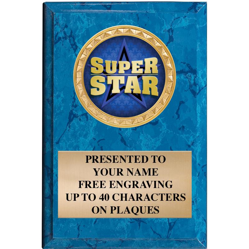 4" X 6" BLUE MBL INSERT PLQ