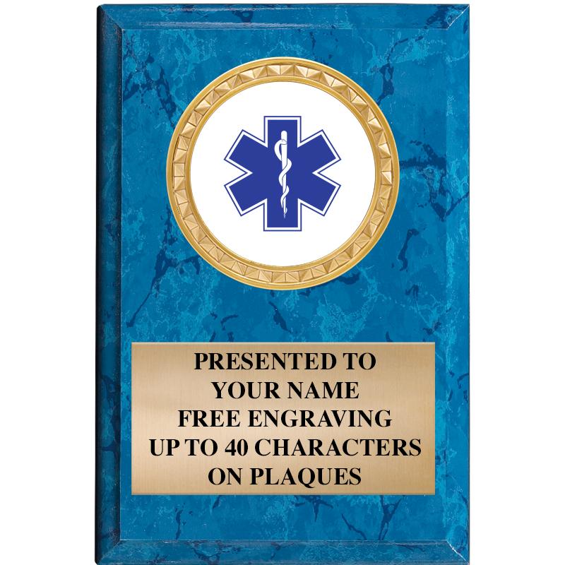 4" X 6" BLUE MBL INSERT PLQ