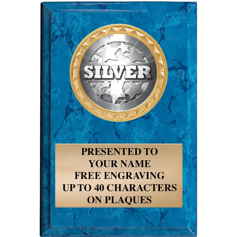 4" X 6" BLUE MBL INSERT PLQ