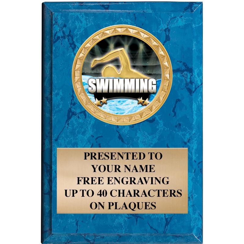 4" X 6" BLUE MBL INSERT PLQ