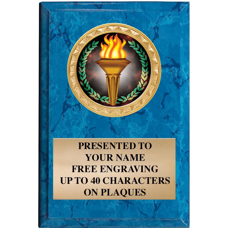 4" X 6" BLUE MBL INSERT PLQ