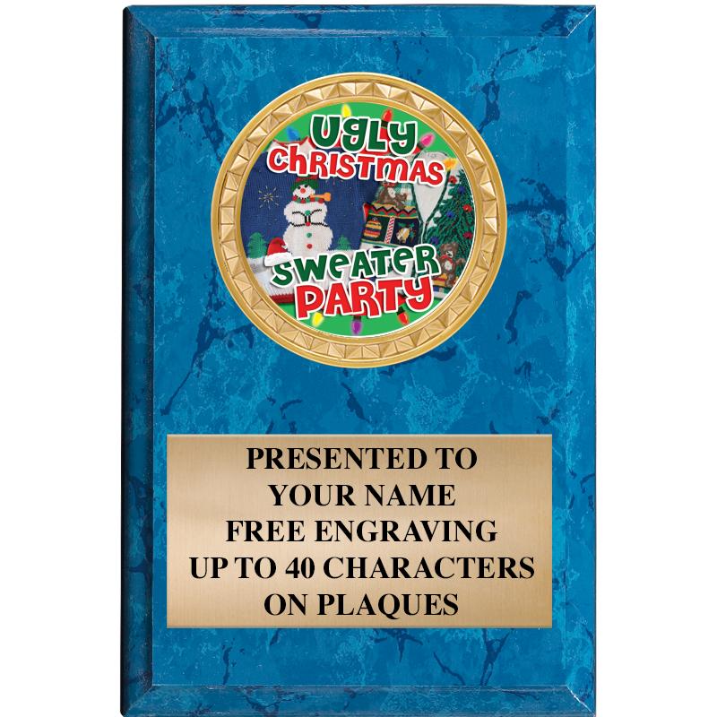 4" X 6" BLUE MBL INSERT PLQ