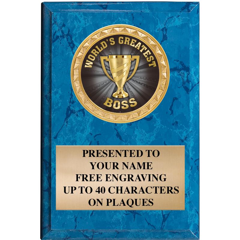 4" X 6" BLUE MBL INSERT PLQ