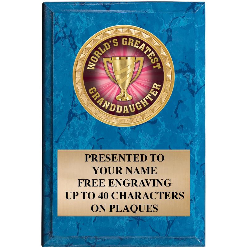 4" X 6" BLUE MBL INSERT PLQ