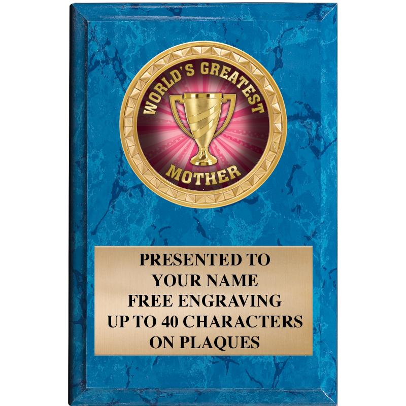 4" X 6" BLUE MBL INSERT PLQ