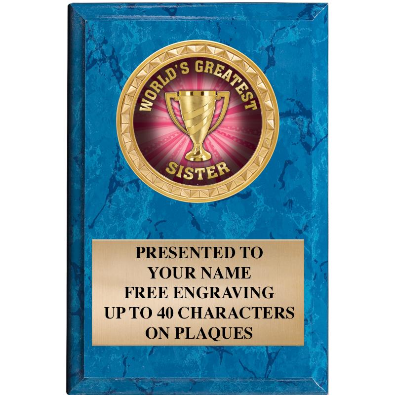 4" X 6" BLUE MBL INSERT PLQ