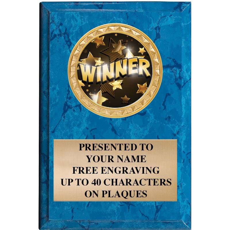 4" X 6" BLUE MBL INSERT PLQ