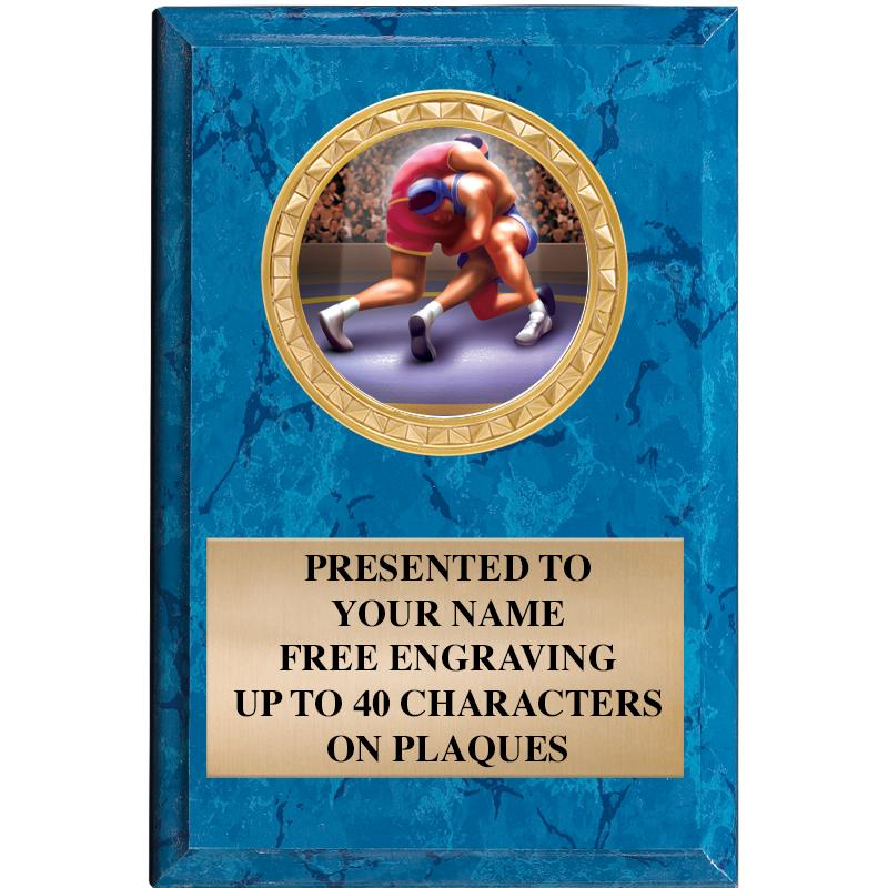 4" X 6" BLUE MBL INSERT PLQ