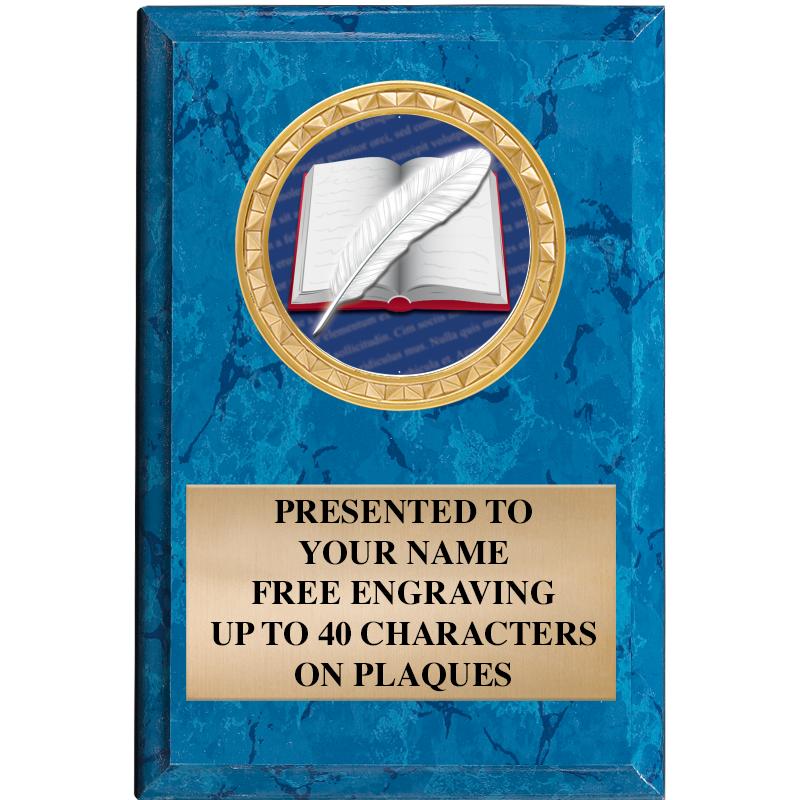 4" X 6" BLUE MBL INSERT PLQ