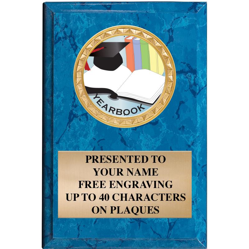 4" X 6" BLUE MBL INSERT PLQ