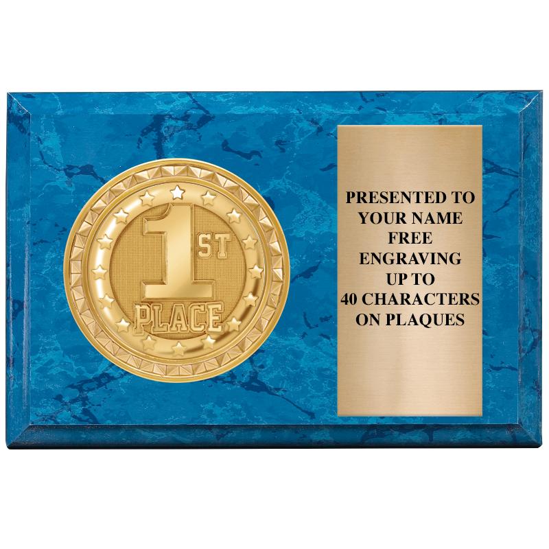 6" X 4" BLUE MBL INSERT PLQ