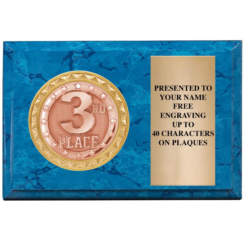 6" X 4" BLUE MBL INSERT PLQ