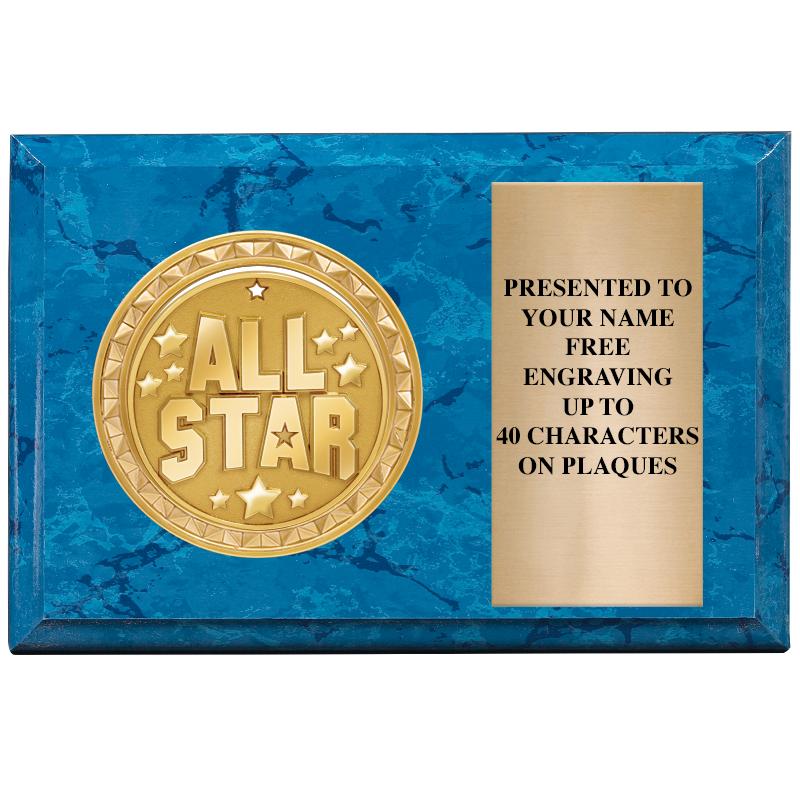 6" X 4" BLUE MBL INSERT PLQ