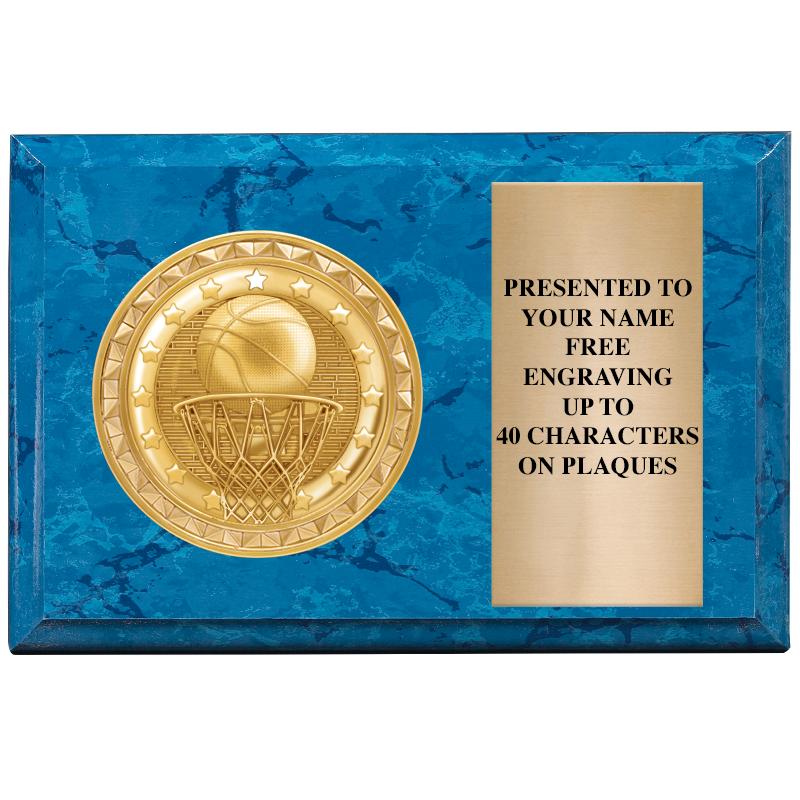 6" X 4" BLUE MBL INSERT PLQ