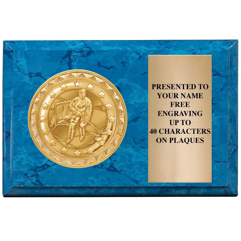 6" X 4" BLUE MBL INSERT PLQ