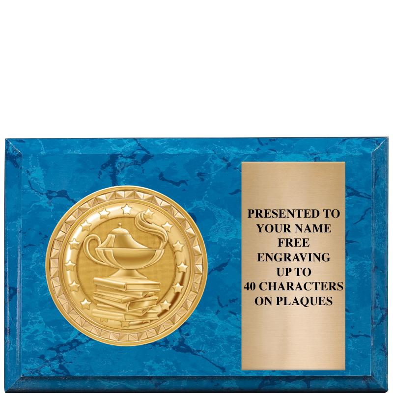 6" X 4" BLUE MBL INSERT PLQ