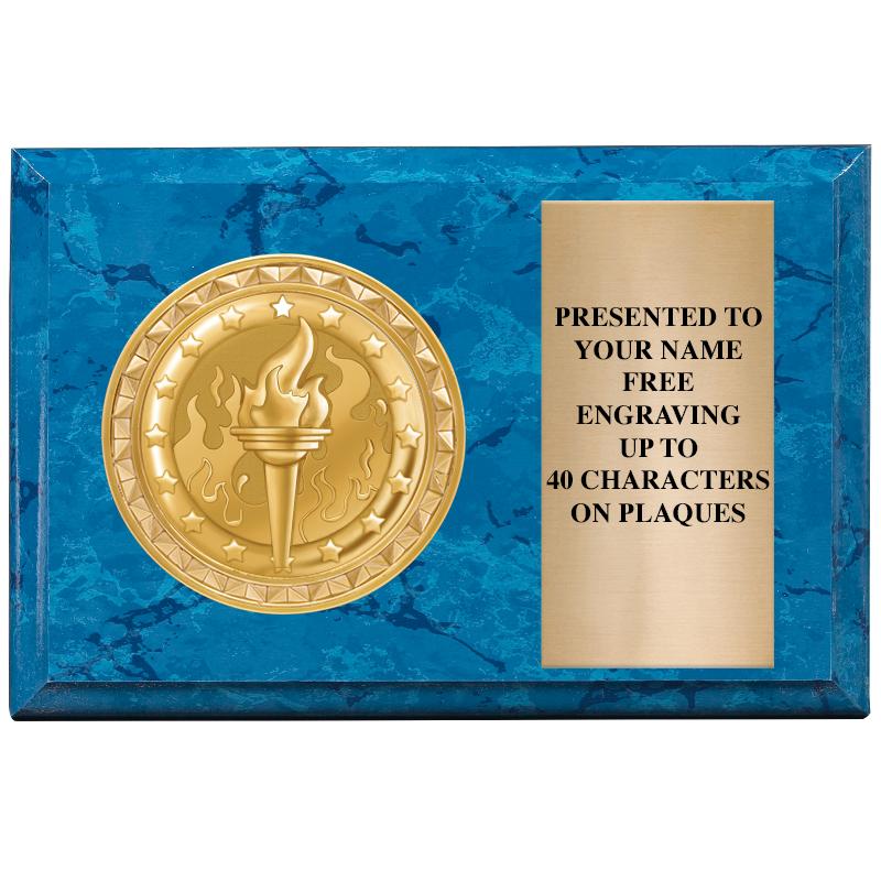 6" X 4" BLUE MBL INSERT PLQ