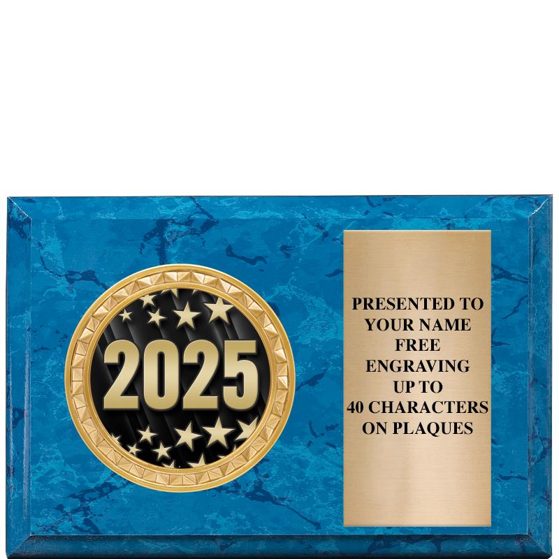 6" X 4" BLUE MBL INSERT PLQ