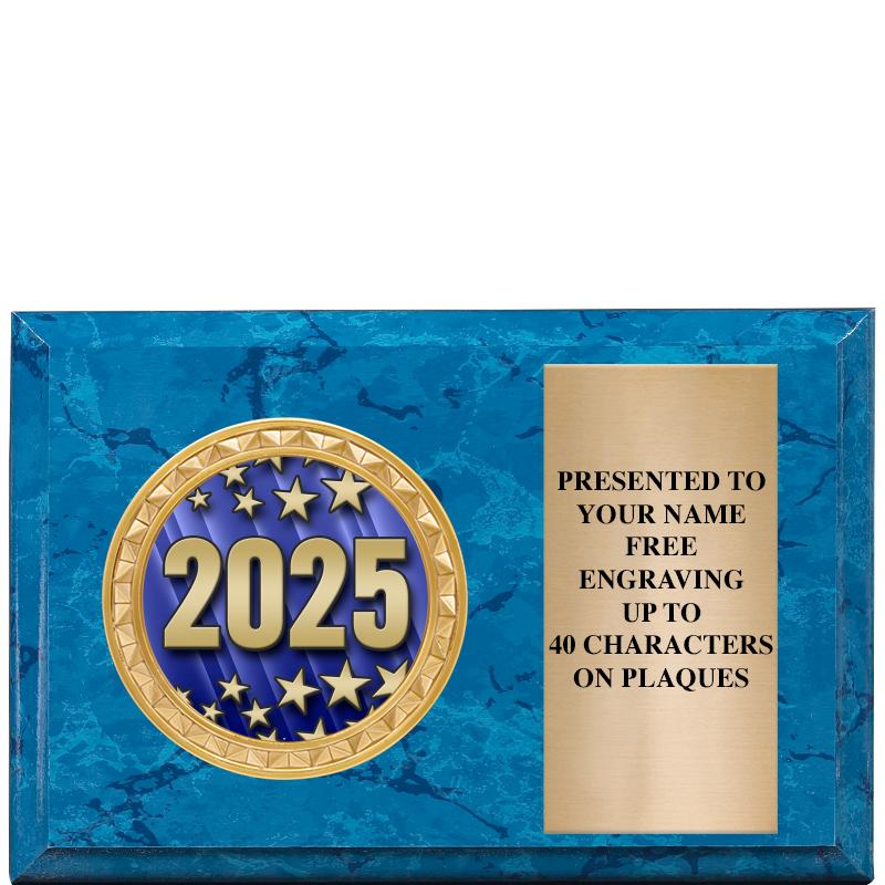 6" X 4" BLUE MBL INSERT PLQ