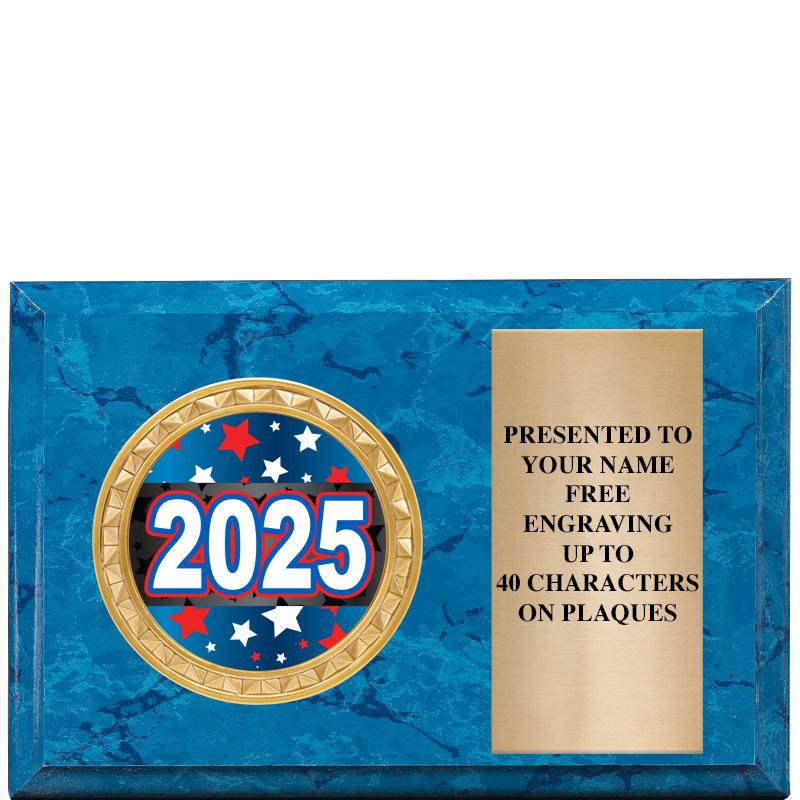 6" X 4" BLUE MBL INSERT PLQ