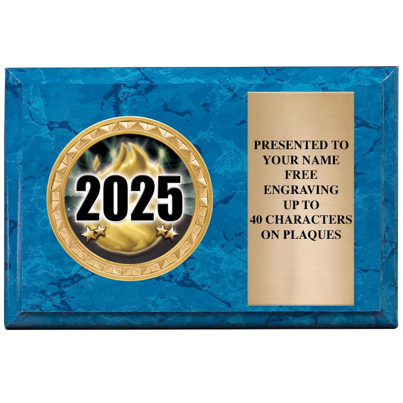 6" X 4" BLUE MBL INSERT PLQ