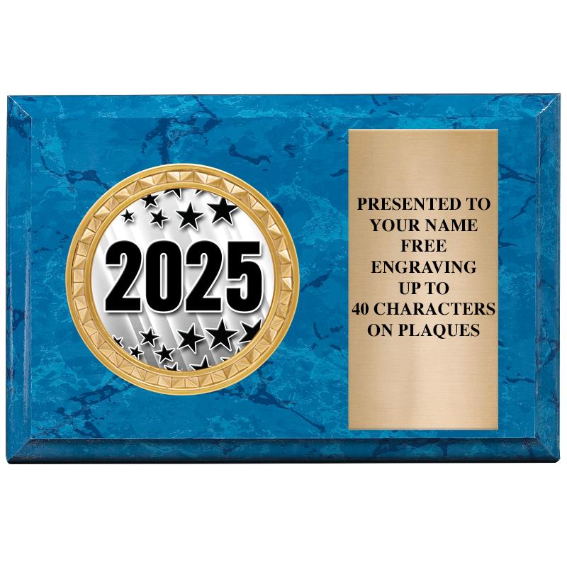 6" X 4" BLUE MBL INSERT PLQ