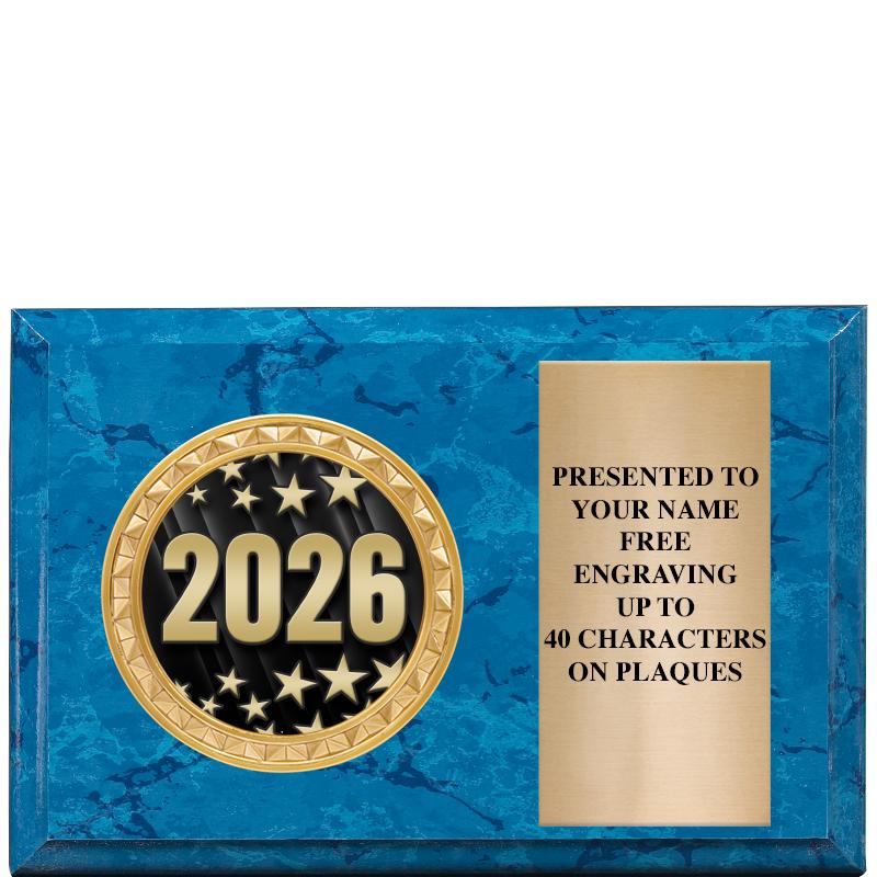 6" X 4" BLUE MBL INSERT PLQ