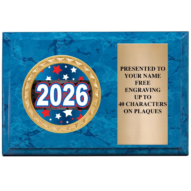 6" X 4" BLUE MBL INSERT PLQ