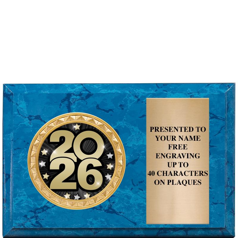 6" X 4" BLUE MBL INSERT PLQ