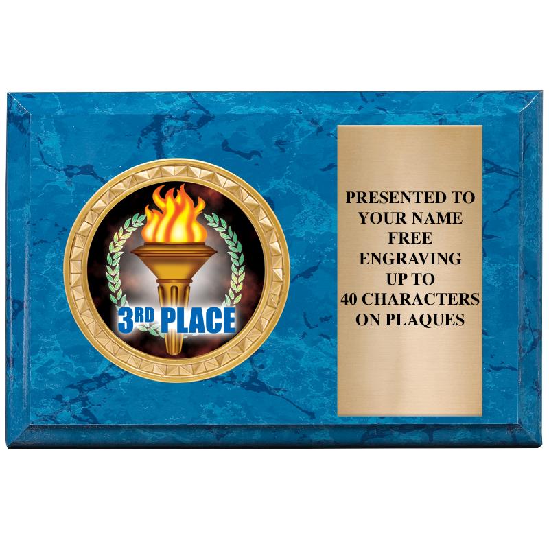 6" X 4" BLUE MBL INSERT PLQ