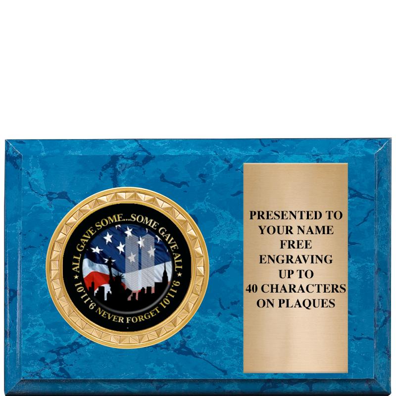 6" X 4" BLUE MBL INSERT PLQ