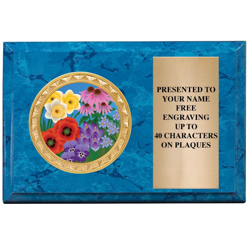 6" X 4" BLUE MBL INSERT PLQ