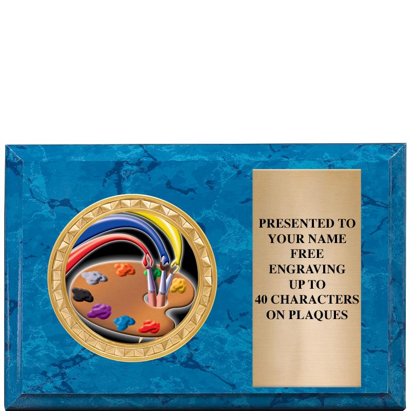 6" X 4" BLUE MBL INSERT PLQ