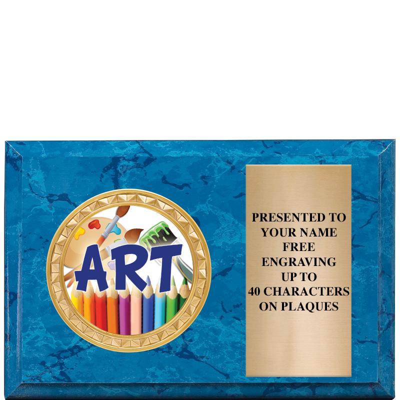 6" X 4" BLUE MBL INSERT PLQ