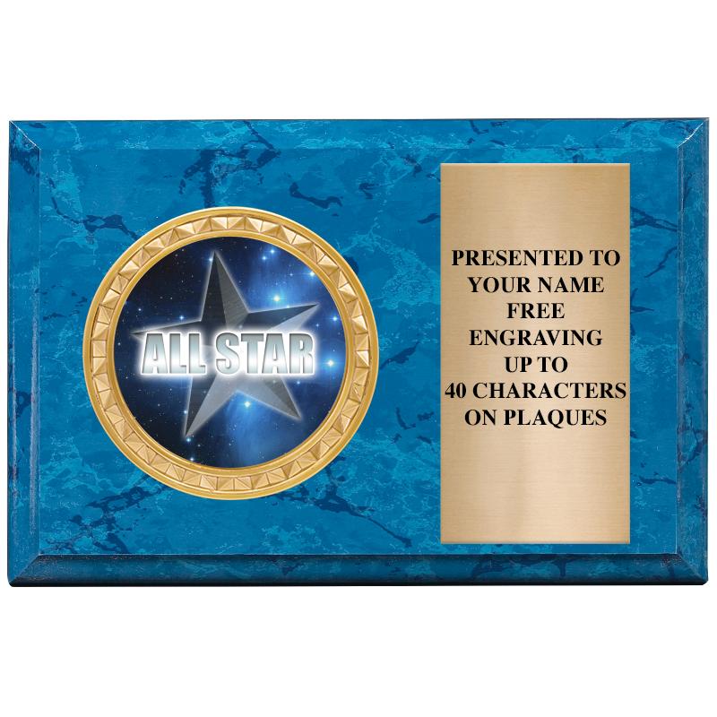 6" X 4" BLUE MBL INSERT PLQ