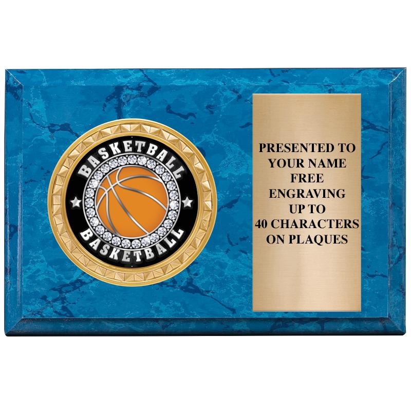 6" X 4" BLUE MBL INSERT PLQ