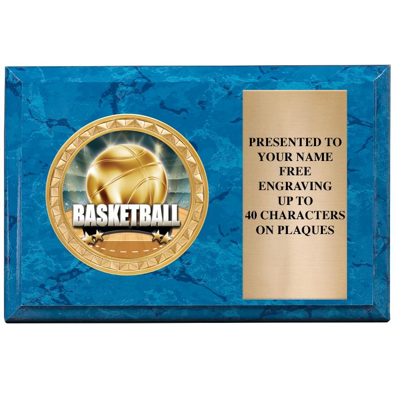 6" X 4" BLUE MBL INSERT PLQ