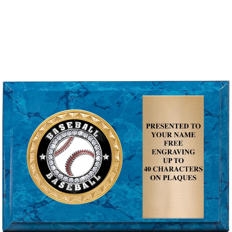 6" X 4" BLUE MBL INSERT PLQ