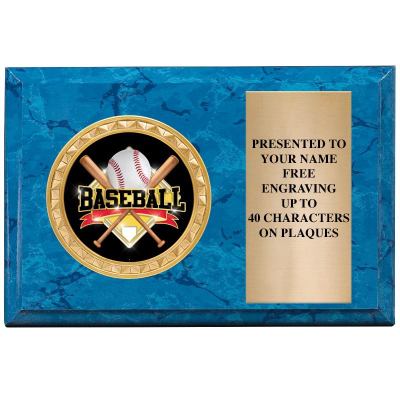 6" X 4" BLUE MBL INSERT PLQ