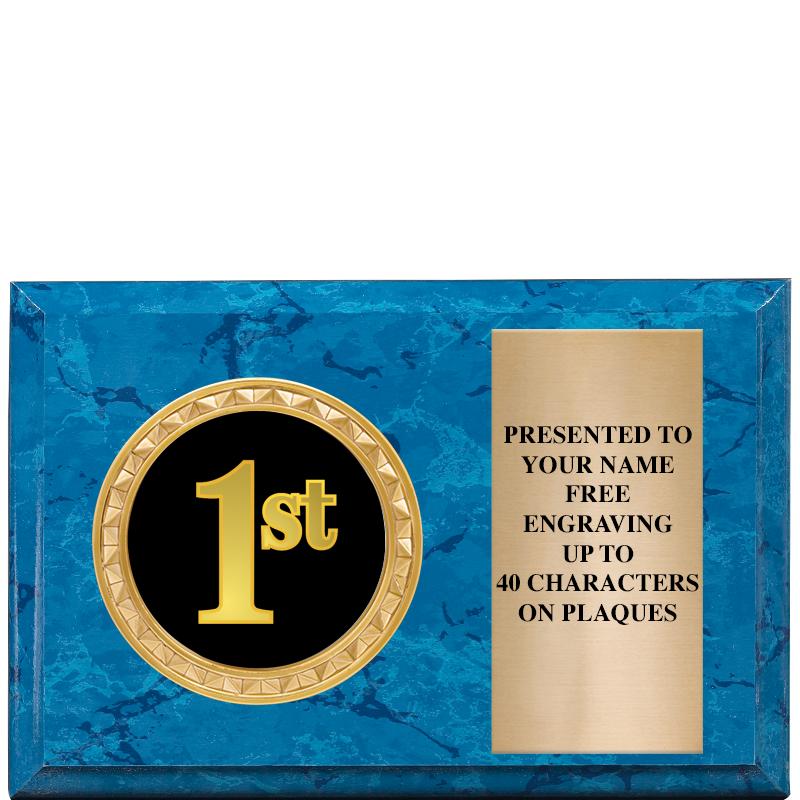 6" X 4" BLUE MBL INSERT PLQ