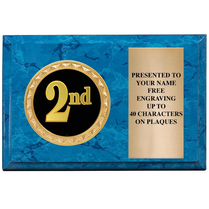 6" X 4" BLUE MBL INSERT PLQ