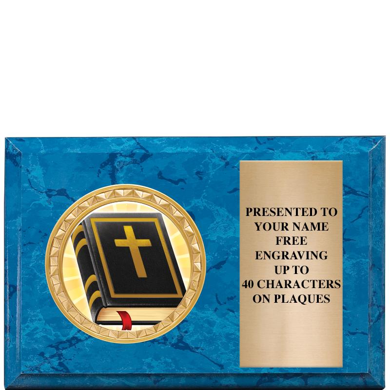 6" X 4" BLUE MBL INSERT PLQ