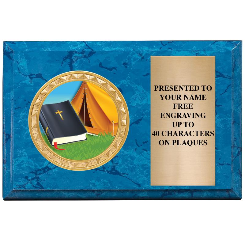 6" X 4" BLUE MBL INSERT PLQ