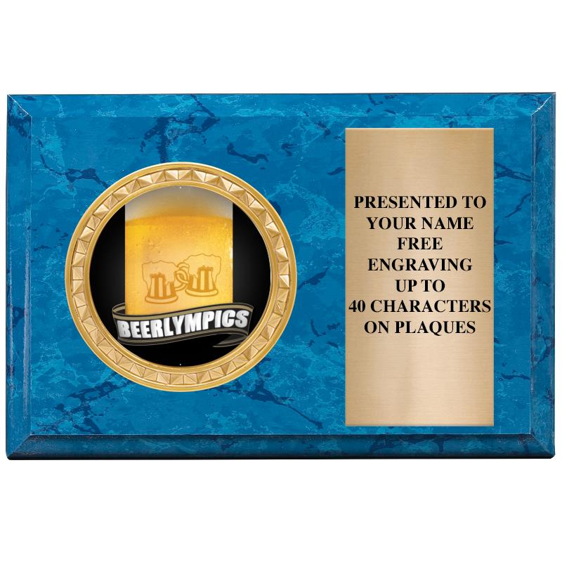 6" X 4" BLUE MBL INSERT PLQ